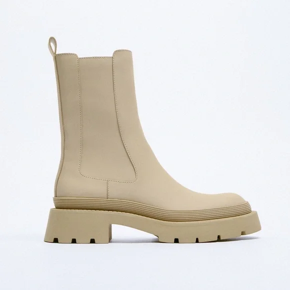 Zara beige rubberized ankle boots